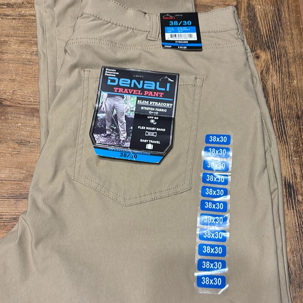 Mens DENALI Lightweight Stretch Performance Pants 38x30 Khaki Pant